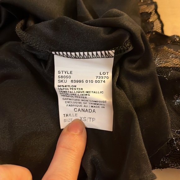 Le Chateau 2000s Midi Dress Black Lace w Silver Accents. Size Extra Small XS - Picture 7 of 7